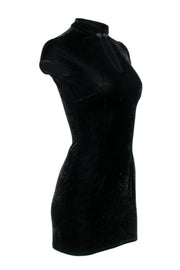 Current Boutique-Reformation - Black Velvet Eyelet Neckline Mini Dress Sz 0