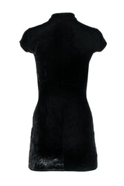 Current Boutique-Reformation - Black Velvet Eyelet Neckline Mini Dress Sz 0