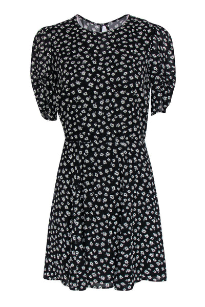 Current Boutique-Reformation - Black & White Floral Print Fit & Flare Dress Sz 8