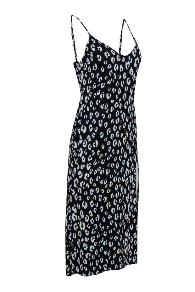 Current Boutique-Reformation - Black & White Leopard Print Midi Dress w/ High Slit Sz 4