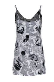 Current Boutique-Reformation - Black & White Newspaper Print Mini Slip Dress Sz S