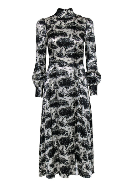Current Boutique-Reformation - Black & White Scenic Women Print Silk Maxi Dress Sz 2