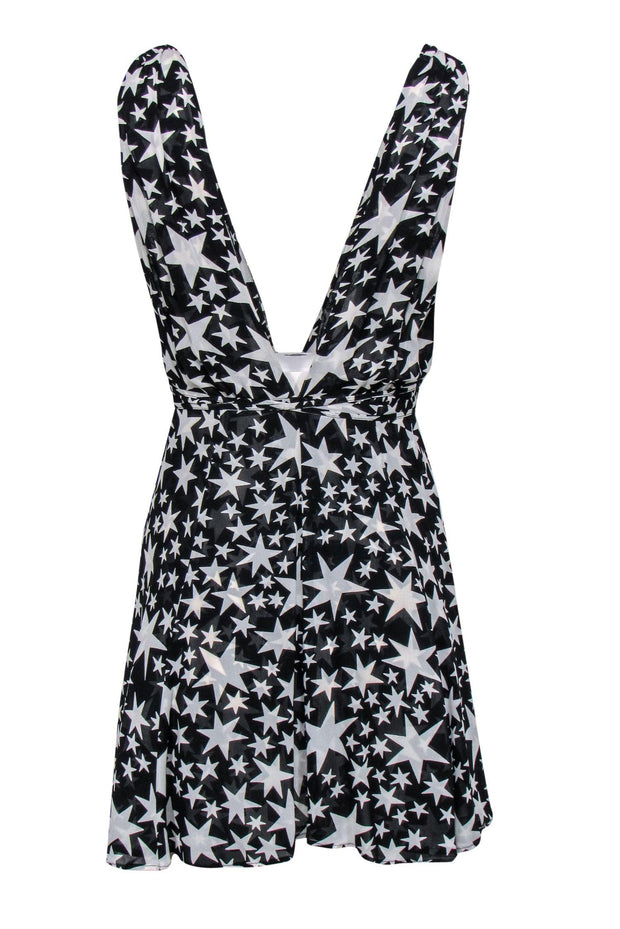 Current Boutique-Reformation - Black & White Star Print Sleeveless “Cosmo” Mini Dress Sz XS