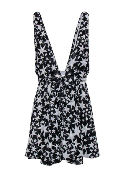 Current Boutique-Reformation - Black & White Star Print Sleeveless “Cosmo” Mini Dress Sz XS