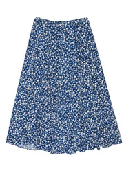Current Boutique-Reformation - Blue & White Floral Midi Skirt w/ Side Slit Sz 0