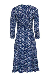 Current Boutique-Reformation - Blue & White Floral Print Long Sleeve Midi Dress Sz 0