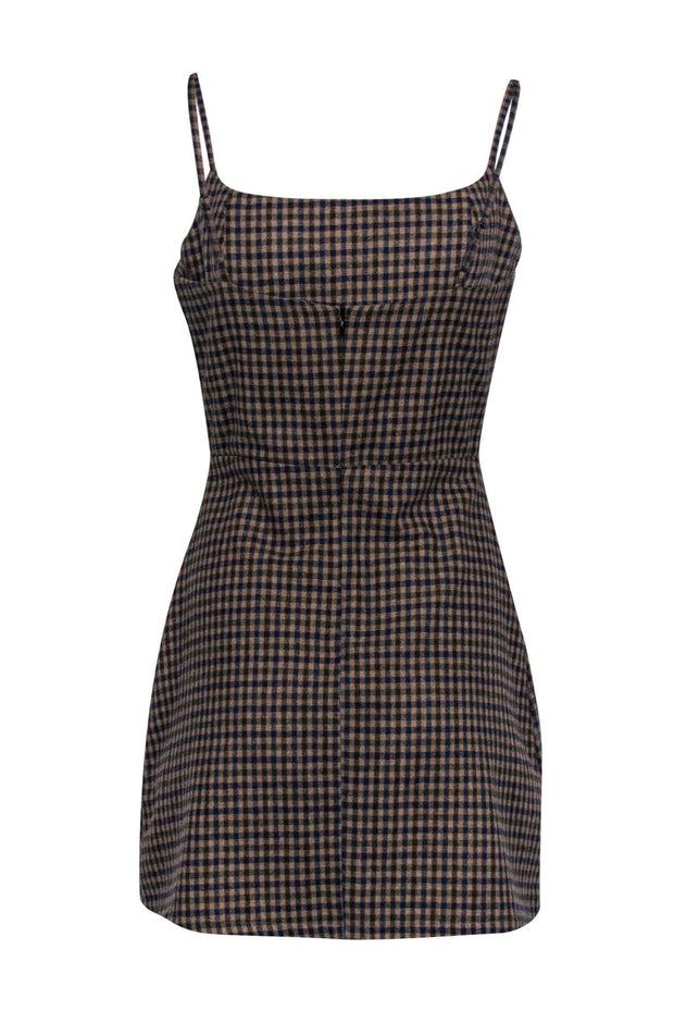 Current Boutique-Reformation - Brown & Navy Checkered Plaid Sheath Dress Sz 4
