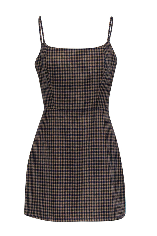 Current Boutique-Reformation - Brown & Navy Checkered Plaid Sheath Dress Sz 4