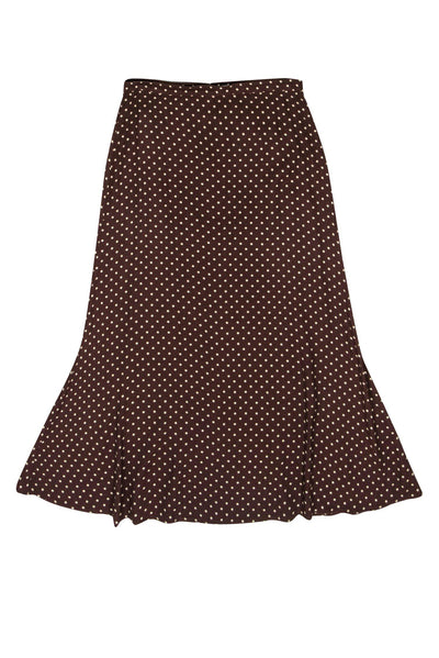 Current Boutique-Reformation - Brown & White Polka Dot Print Maxi Skirt Sz 8