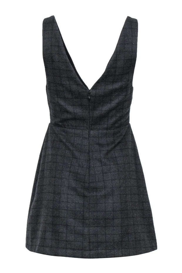 Current Boutique-Reformation - Charcoal & Black Grid Print Sleeveless Jumper Dress Sz 4