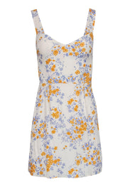 Current Boutique-Reformation - Cream, Mustard, & Light Blue Floral Fitted Sundress Sz 0