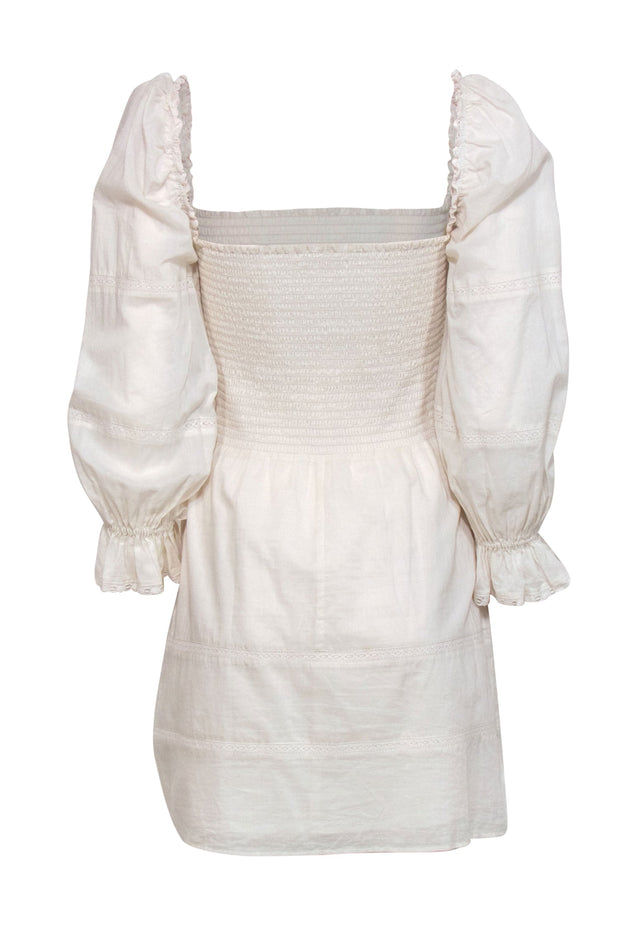 Current Boutique-Reformation - Cream Puff Sleeve Fit & Flare Dress w/ Lace Trim Sz 8