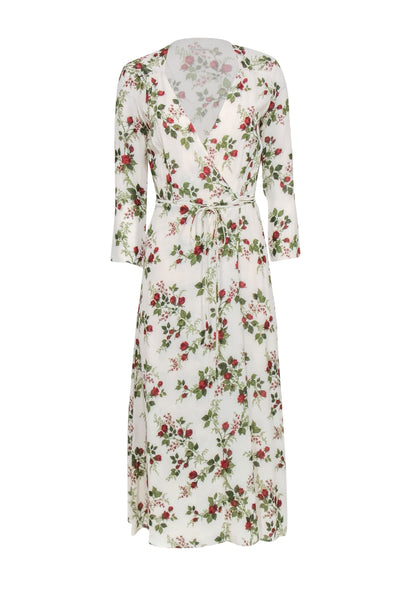 Current Boutique-Reformation - Cream Rose Print Maxi Wrap Dress Sz XS