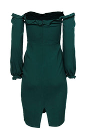 Current Boutique-Reformation - Emerald Green Ruffle Long Sleeve Dress Sz 4