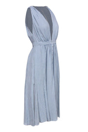 Current Boutique-Reformation - Light Blue & White Gingham Print Buttoned Sleeveless Midi Dress Sz 4