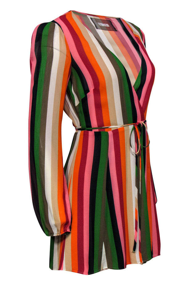 Current Boutique-Reformation - Multicolored Striped Long Sleeve Wrap Dress Sz S