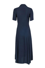 Current Boutique-Reformation - Navy Button-Up Short Sleeve Midi Shirt Dress Sz S