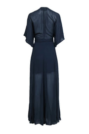 Current Boutique-Reformation - Navy Crepe Wrap Maxi Dress w/ Wide Sleeves Sz XS