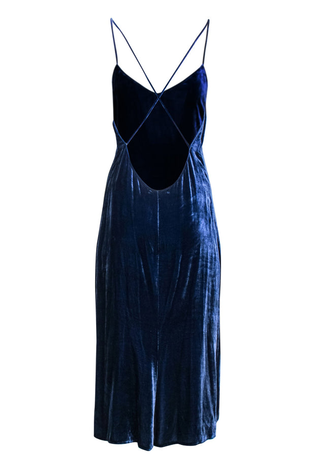 Current Boutique-Reformation - Navy Velvet Sleeveless Strappy "Moore" Maxi Dress Sz S