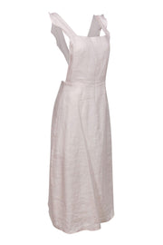 Current Boutique-Reformation - Pale Pink Linen-Style Sleeveless Midi Dress w/ Ruffles Sz M