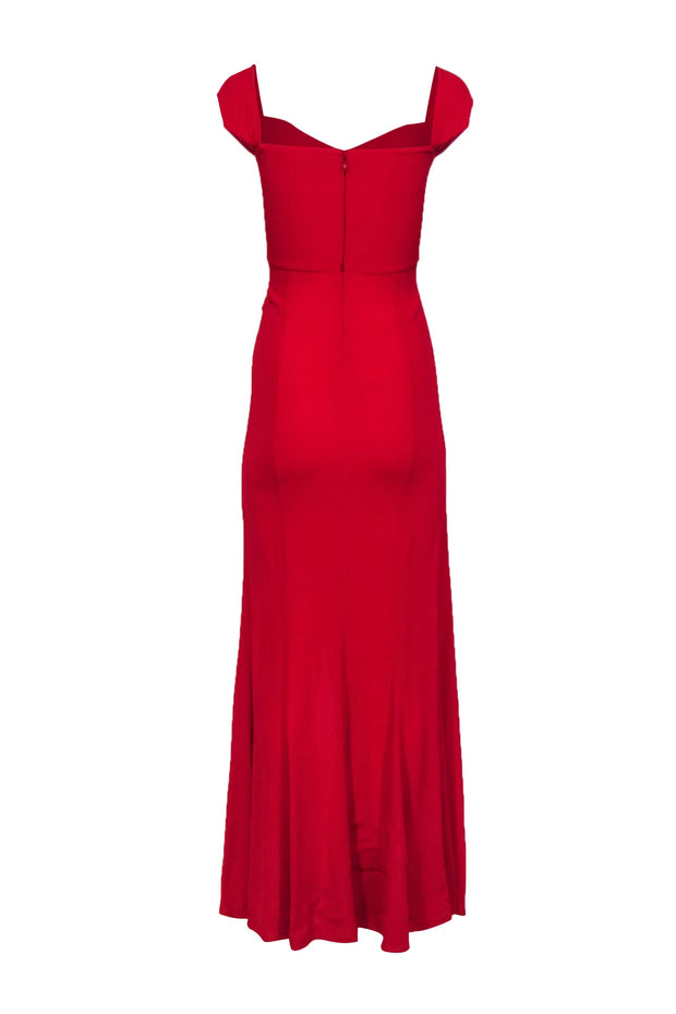 Current Boutique-Reformation - Red Fitted Cap Sleeve Ruffled Strap Gown Sz 0