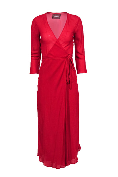 Current Boutique-Reformation - Red Wrap Long Sleeve Maxi Dress Sz XS