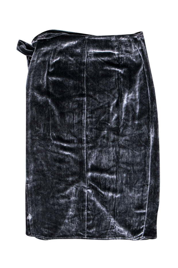 Current Boutique-Reformation - Slate Blue Velvet Wrap Midi Skirt Sz S