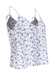 Current Boutique-Reformation - White & Blue Ditsy Floral Print Top w/ Tie Straps Sz M