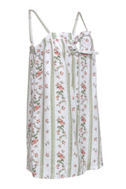 Current Boutique-Reformation - White, Pink & Green Striped & Floral Print “Winifred” Linen Shift Dress Sz 8