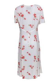 Current Boutique-Reformation - White & Red Floral Midi "Locklin" Button Front Dress Sz 10