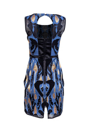 Current Boutique-Reiss - Black & Blue Swirled Sheath Dress Sz 4