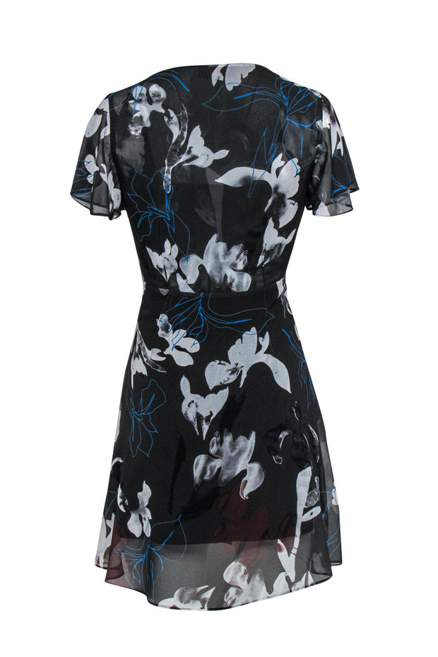 Current Boutique-Reiss - Black Floral Print Sheath Dress Sz 4