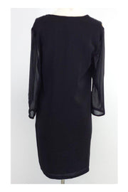 Current Boutique-Reiss - Black Floral Print Silk Shift Dress Sz 6