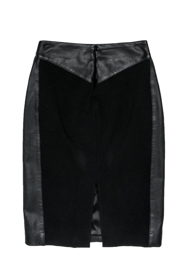Current Boutique-Reiss - Black Leather Pencil Skirt Sz 2