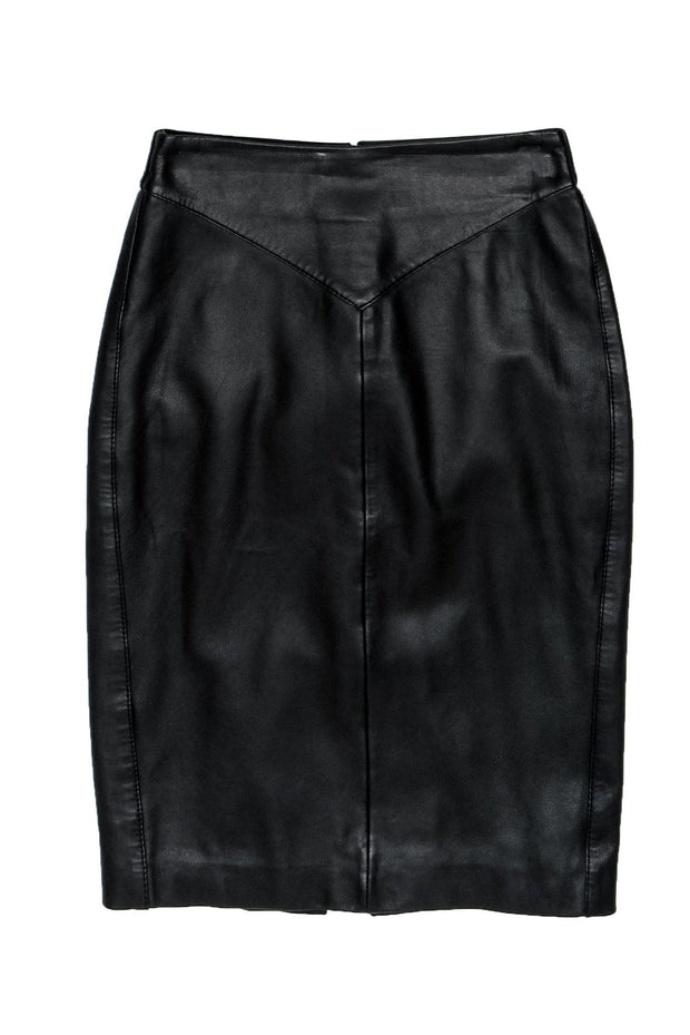 Current Boutique-Reiss - Black Leather Pencil Skirt Sz 2