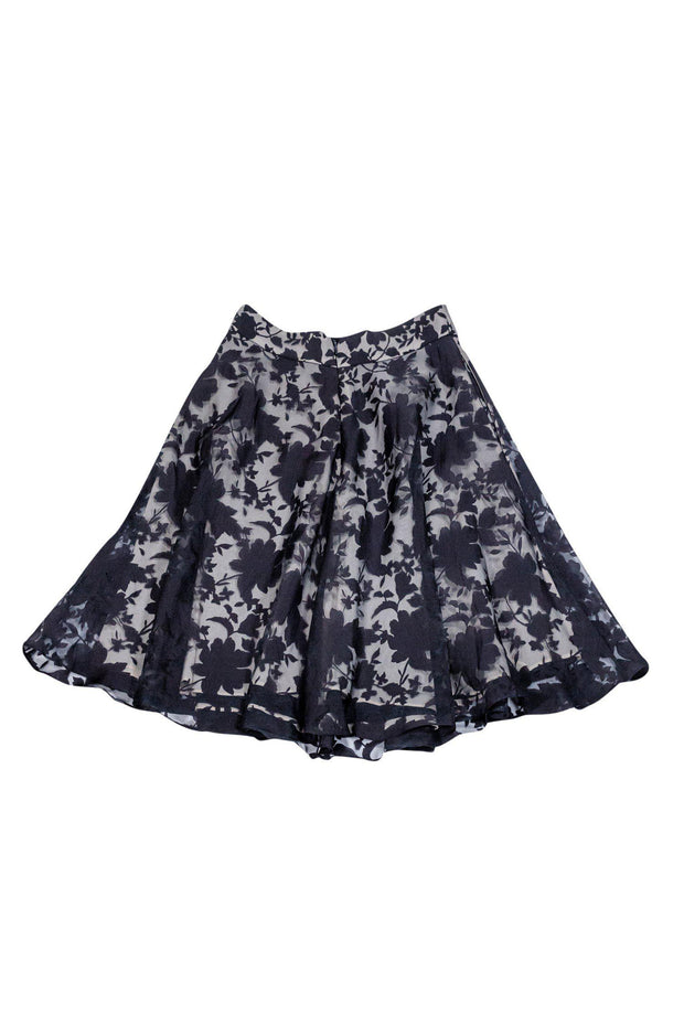 Current Boutique-Reiss - Black & Nude Flared Floral Skirt Sz 4