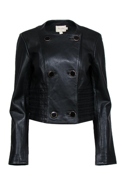 Current Boutique-Reiss - Black Paneled Leather Jacket Sz 8
