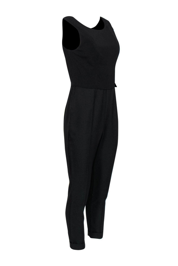 Current Boutique-Reiss - Black Tapered Leg Sleeveless Jumpsuit Sz 6