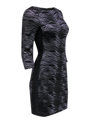 Current Boutique-Reiss - Black Zebra Print Embroidered Bodycon Dress Sz 4