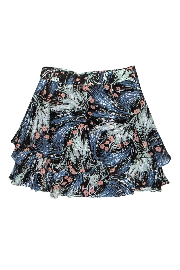Current Boutique-Reiss - Blue, Green & Pink Floral Print Tiered Skirt Sz 0