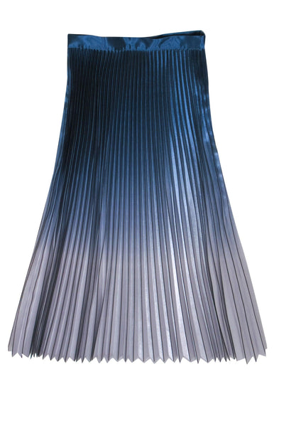 Current Boutique-Reiss - Blue & Silver Metallic Accordion Pleated Maxi Skirt Sz 4