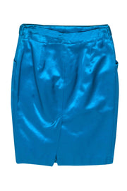 Current Boutique-Reiss - Bright Blue Satin Pencil Skirt w/ Pockets Sz 2