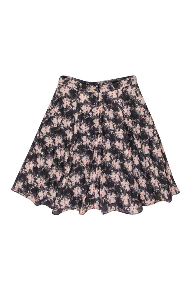 Current Boutique-Reiss - Brown & Pink Floral Print Flare Skirt Sz 0