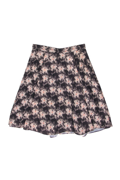 Current Boutique-Reiss - Brown & Pink Floral Print Flare Skirt Sz 0