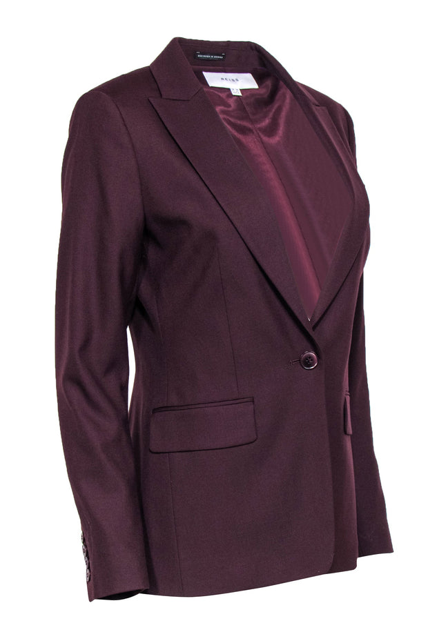 Current Boutique-Reiss - Burgundy Buttoned Wool Blend Blazer Sz 6
