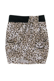 Current Boutique-Reiss - Cream, Gold & Brown Leopard Print Draped Skirt Sz 6