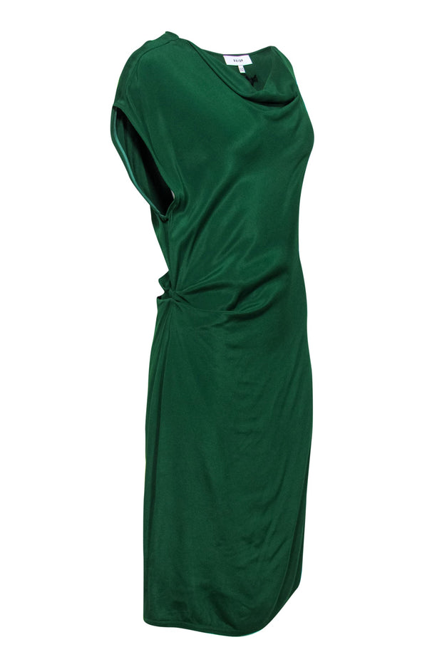 Current Boutique-Reiss - Green Boat Neck Ruched Cocktail Dress Sz 8