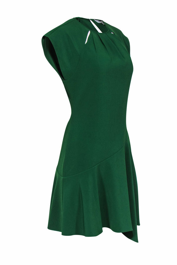 Current Boutique-Reiss - Green Fit & Flare Dress w/ Drop Waist & Asymmetrical Hem Sz 6