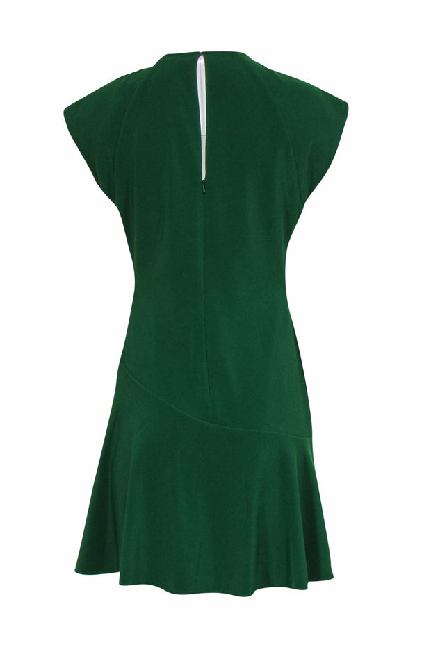 Current Boutique-Reiss - Green Fit & Flare Dress w/ Drop Waist & Asymmetrical Hem Sz 6