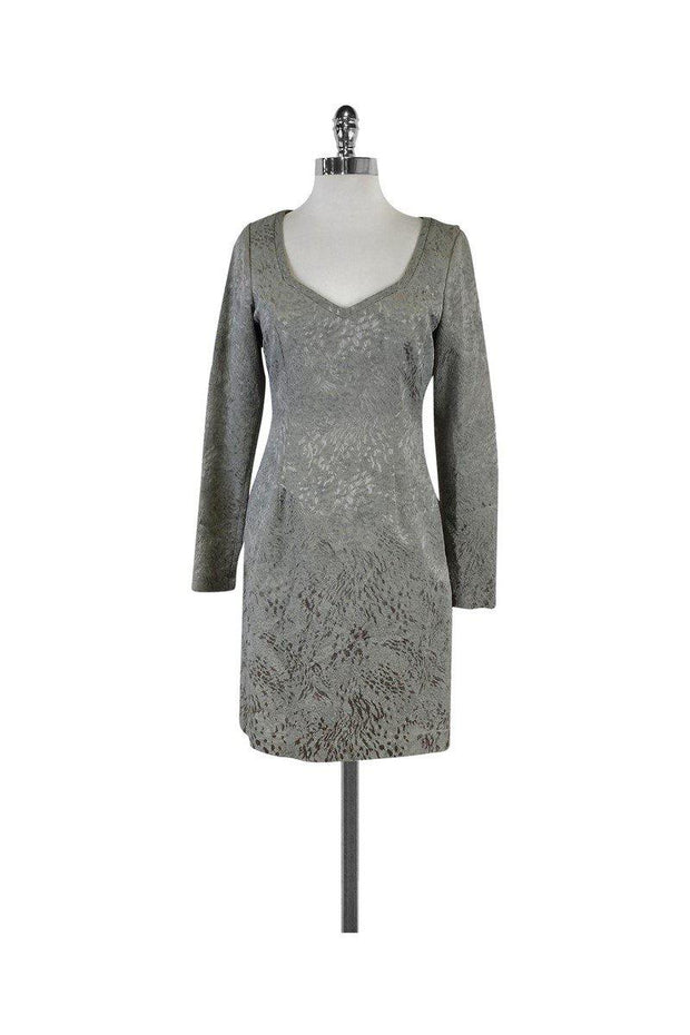 Current Boutique-Reiss - Grey Animal Print Textured Long Sleeve Dress Sz 6